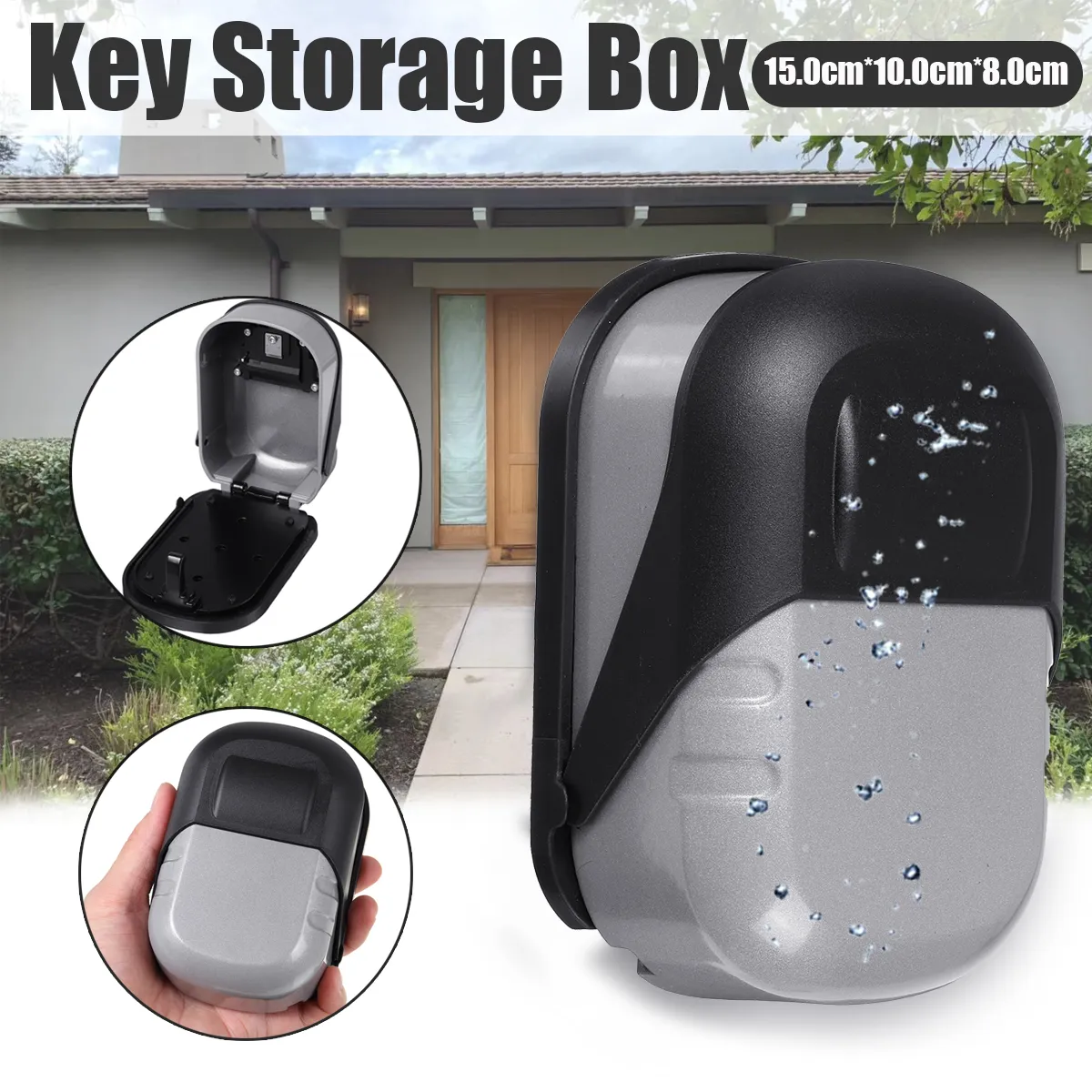 Key Lock Box Wall Mounted Aluminum Alloy Key Safe Box Weatherproof Gray / Black