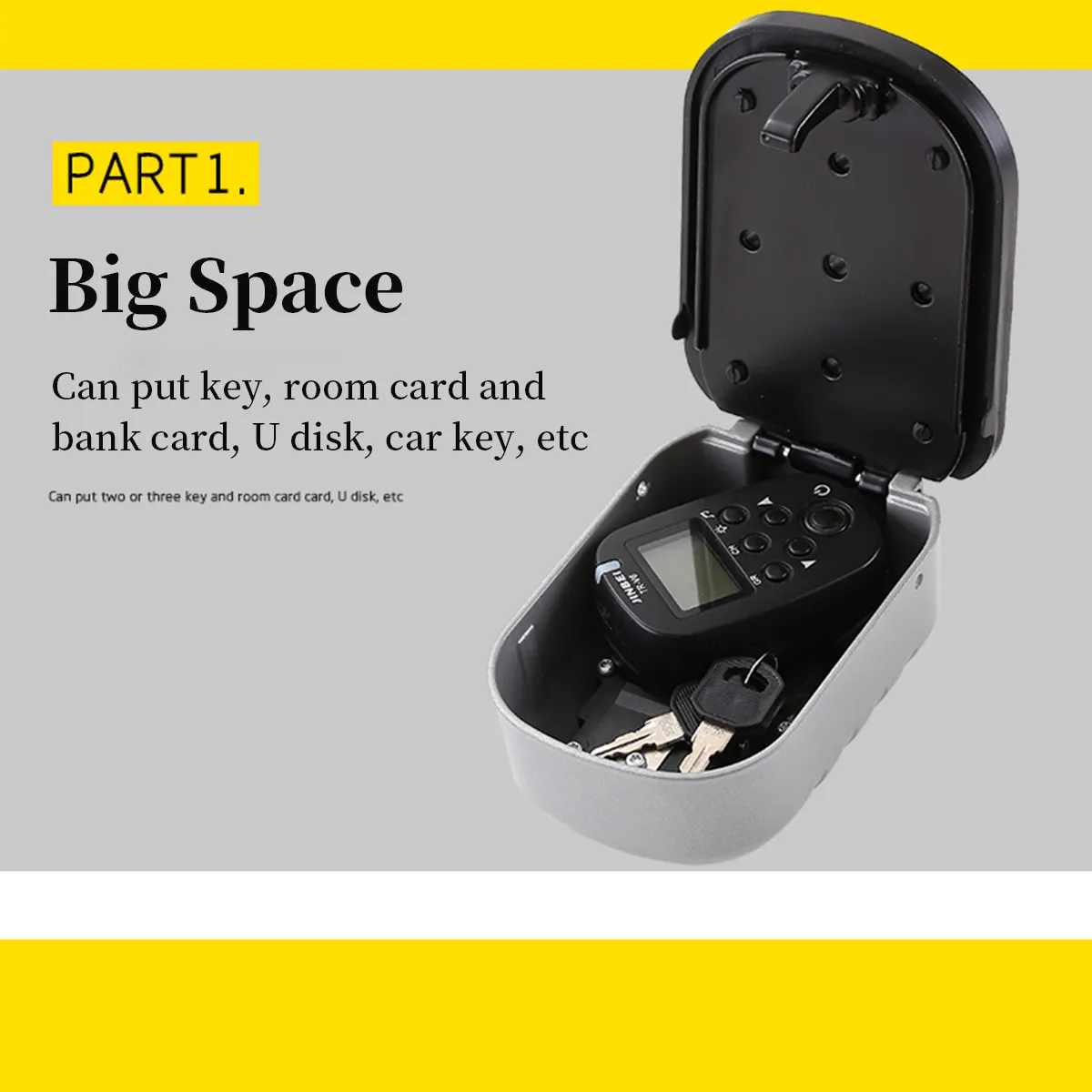 Key Lock Box Wall Mounted Aluminum Alloy Key Safe Box Weatherproof Gray / Black