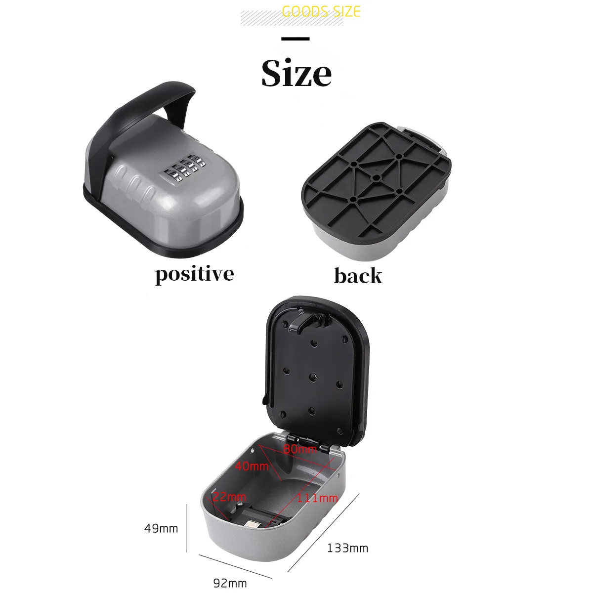 Key Lock Box Wall Mounted Aluminum Alloy Key Safe Box Weatherproof Gray / Black