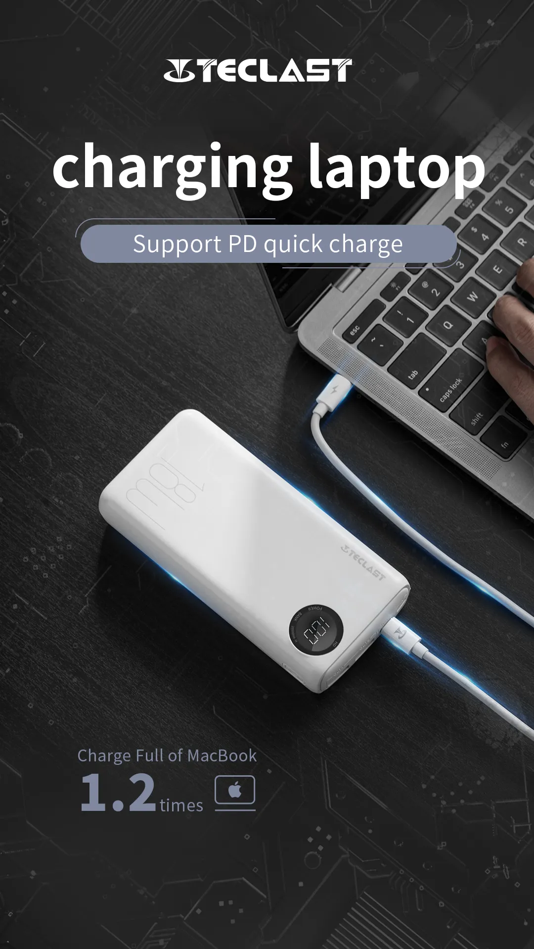 TECLAST T200H Pro 20000mAh 22.5W USB PD QC3.0 Power Bank 3 Output & 2 Input for iPhone 13 Pro Max for Samsung Galaxy Note S22 Ultra Huawei Mate40 OnePlus 9 Pro