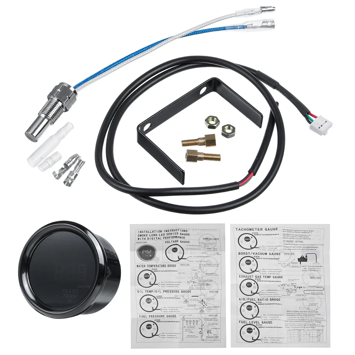 2'' 52mm Auto Trans Temperature Gauge Digital LED Car Meter & Sensor Fahrenheit