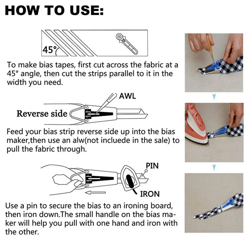 1/12/13Pcs Fabric Bias Tape Maker Rotary Cutter Kit Sewing Quilting Awl Pin Binder Foot Tools Set