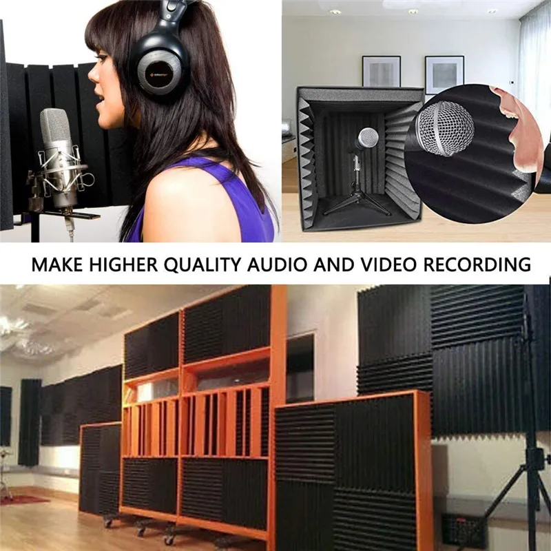 12Pack Sound-Absorbing Cotton Soundproof Foam Panels Noise Dampening Sponge