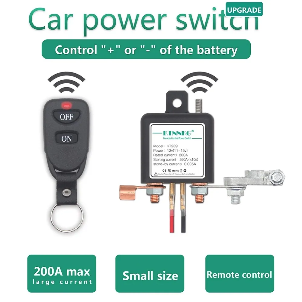 KTNNKG KT239 12V 200A Car Motorcycle Battery Switches Wireless Remote Control Battery Disconnect Cut Off Isolator