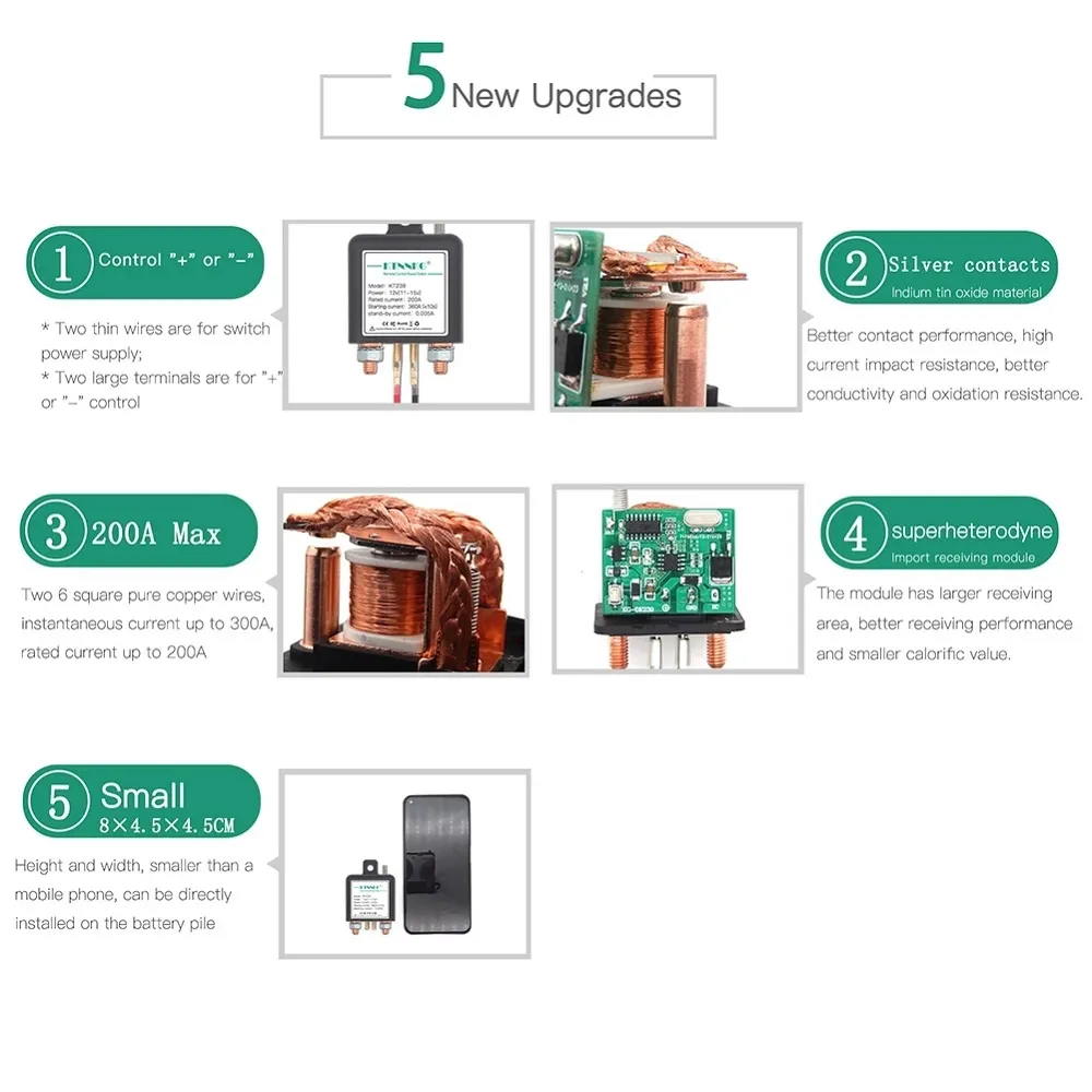 KTNNKG KT239 12V 200A Car Motorcycle Battery Switches Wireless Remote Control Battery Disconnect Cut Off Isolator