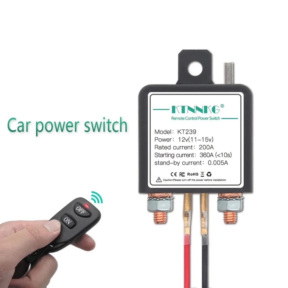 KTNNKG KT239 12V 200A Car Motorcycle Battery Switches Wireless Remote Control Battery Disconnect Cut Off Isolator