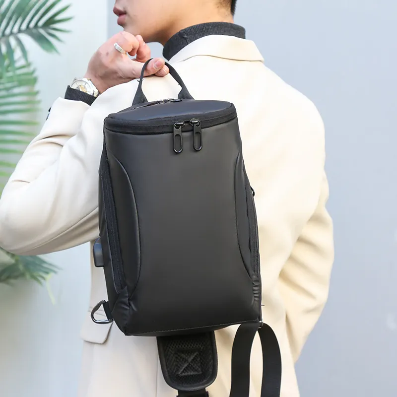 Men Oxford USB Charging Anti-Theft Chest Bag Versatile Large Capacity Waterproof Night Reflective Strip Design Crossbody Bags Men Oxford USB Charging Anti-Theft Chest Bag Versatile Large Capacity Waterproof Night Reflective Strip Design Crossbody Bags
