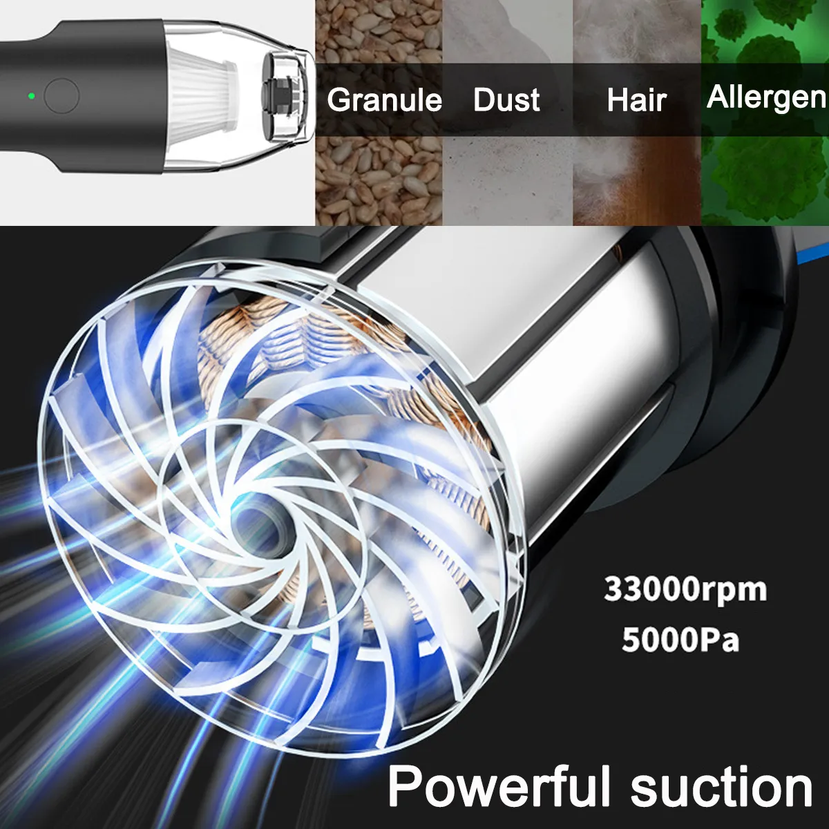 Handheld Car Power Cord / USB Powered Car Office Wireless Vacuum Cleaner Keyboard Carpet Gap Dust Collector