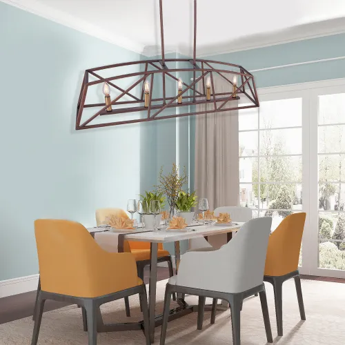 [USA Direct] 5-Light Candle Style Kitchen Island Linear Pendant