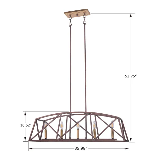 [USA Direct] 5-Light Candle Style Kitchen Island Linear Pendant