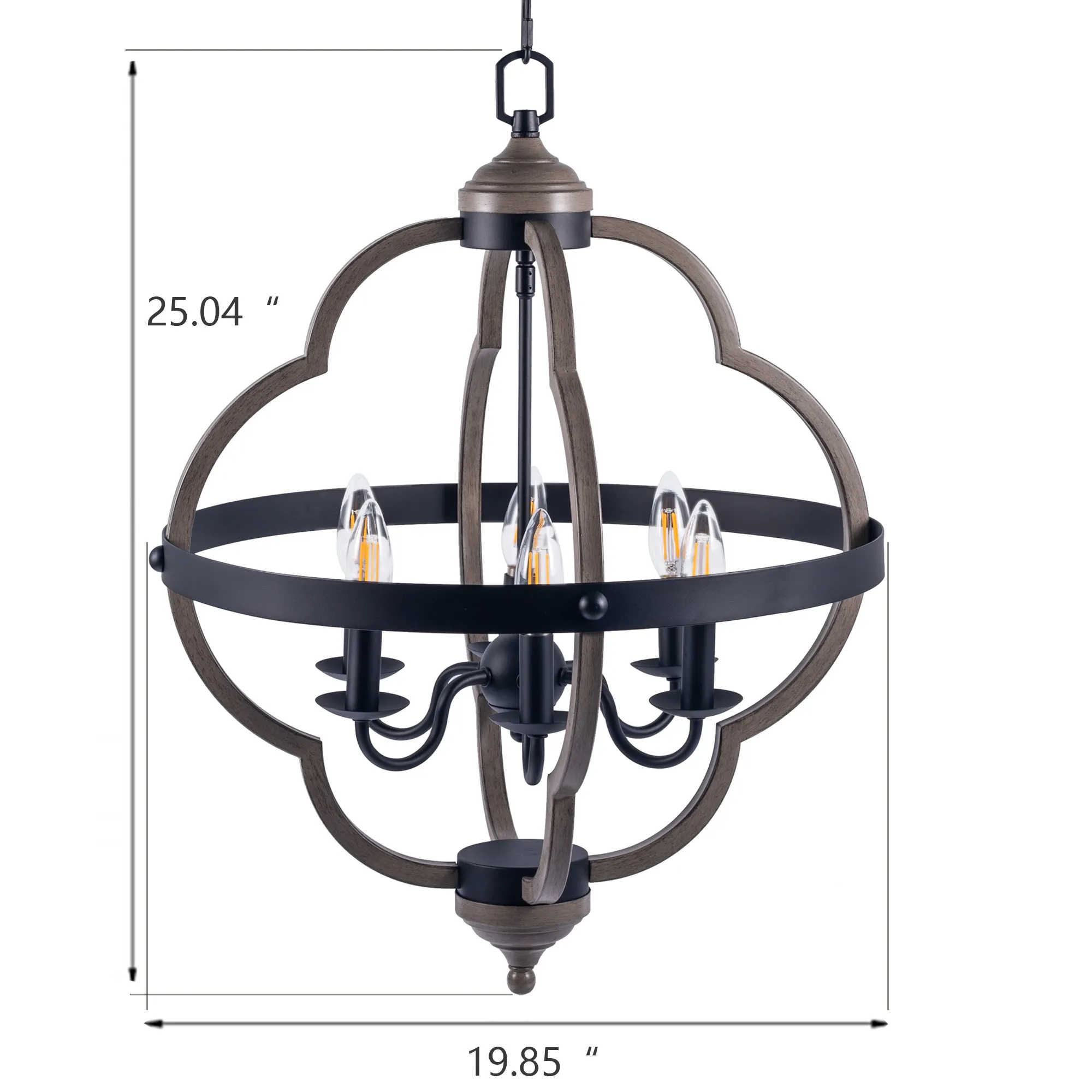 [USA Direct] 6-Light Candle Style Geometric Chandelier Industrial Rustic Indoor Pendant Light Without Bulbs