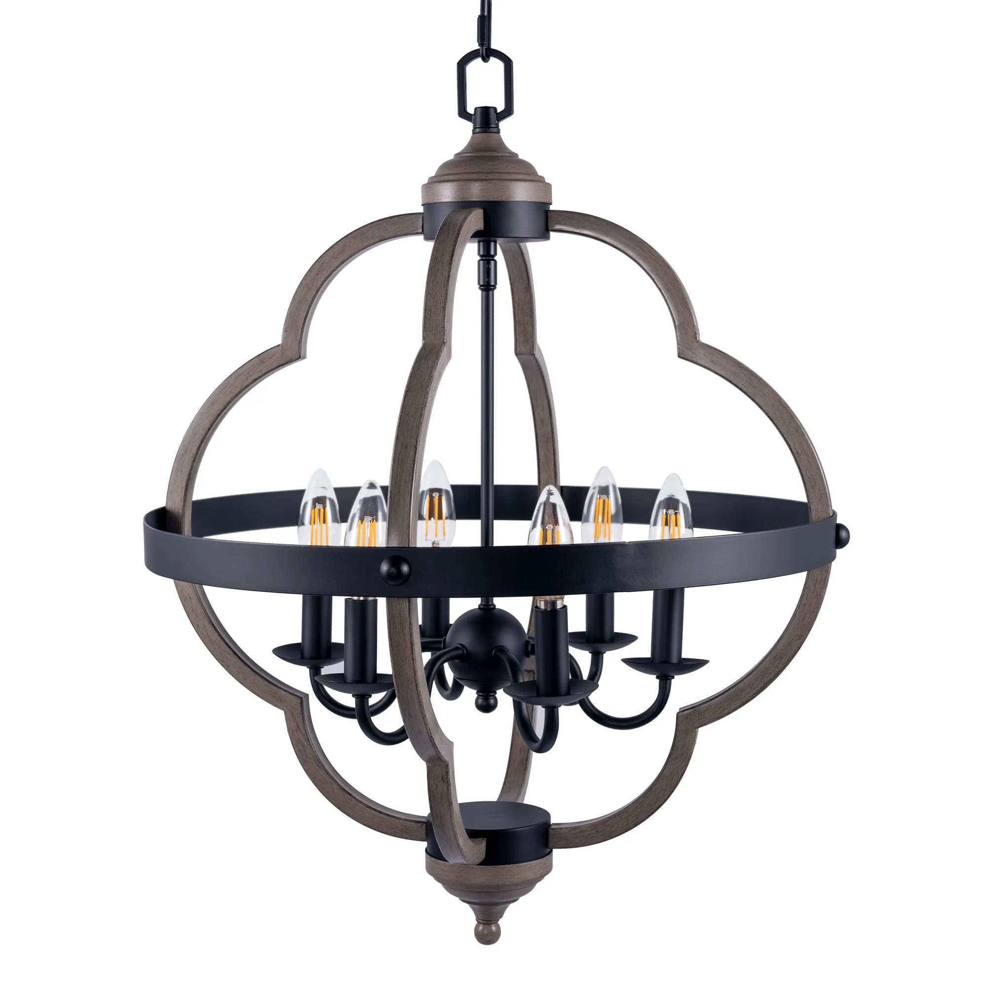 [USA Direct] 6-Light Candle Style Geometric Chandelier Industrial Rustic Indoor Pendant Light Without Bulbs