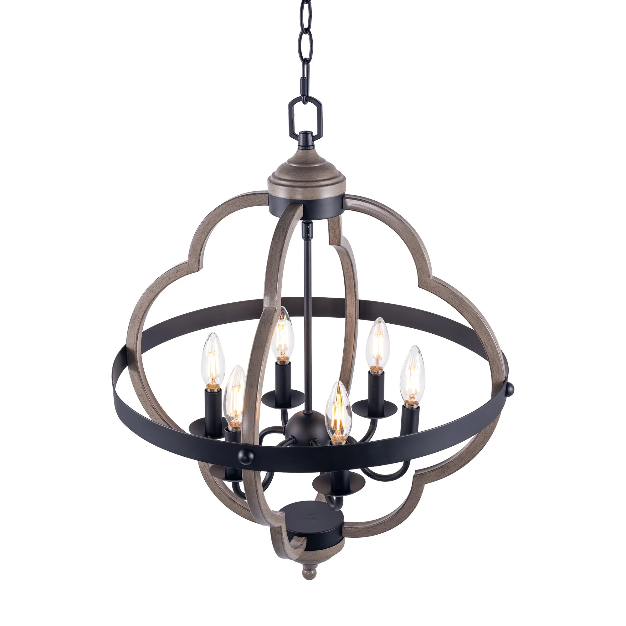 [USA Direct] 6-Light Candle Style Geometric Chandelier Industrial Rustic Indoor Pendant Light Without Bulbs