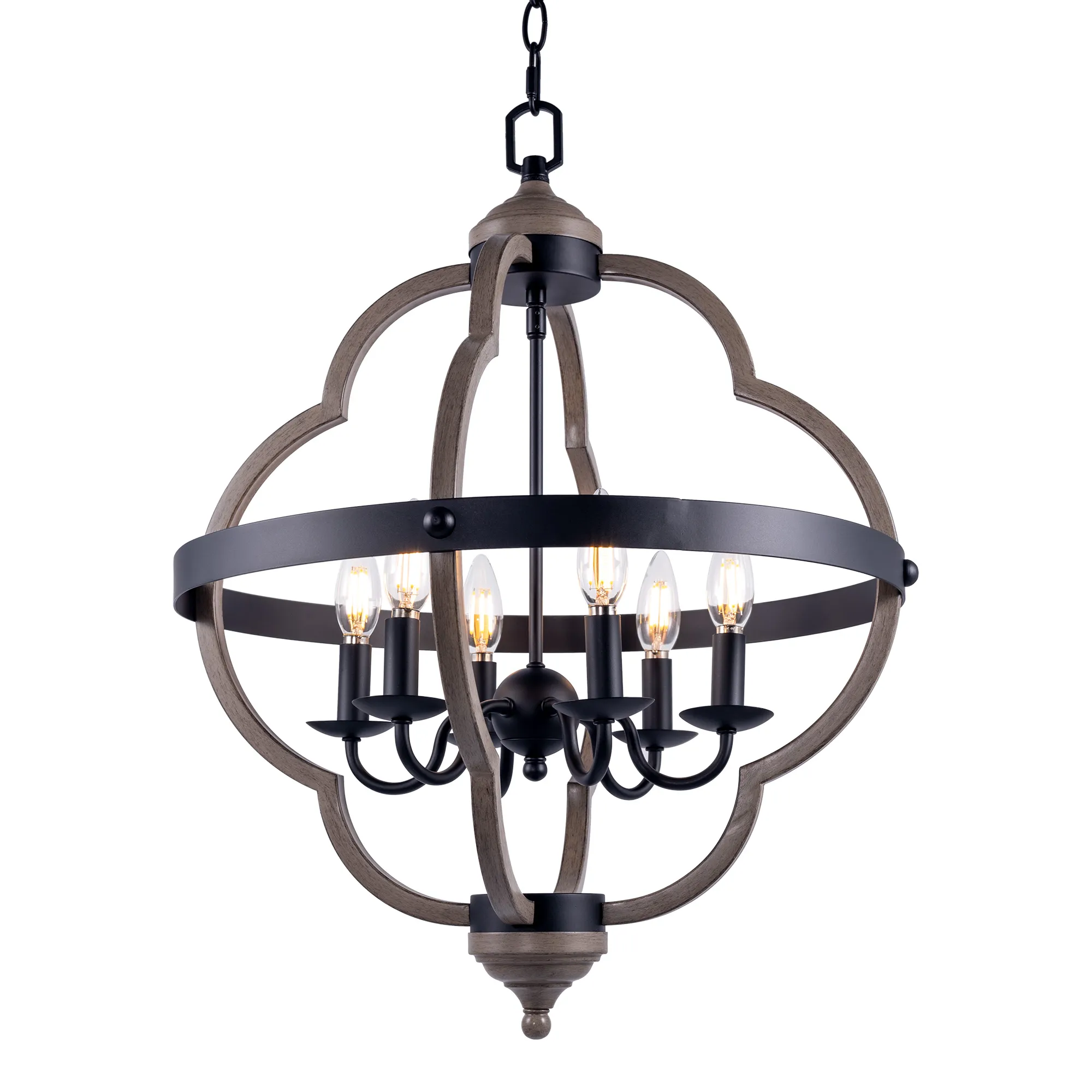 [USA Direct] 6-Light Candle Style Geometric Chandelier Industrial Rustic Indoor Pendant Light Without Bulbs