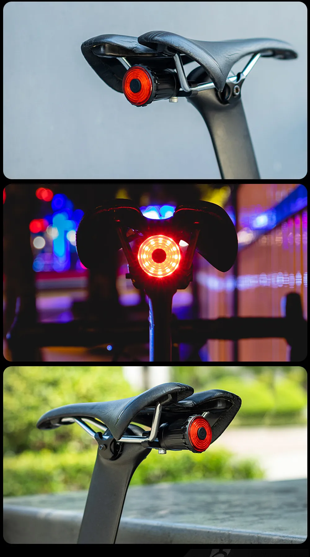 ROCKBROS 100LM Bike Tail Light Brake Sensing Rear Lights 7 Modes USB Rechargeable Safety Warning Lamp