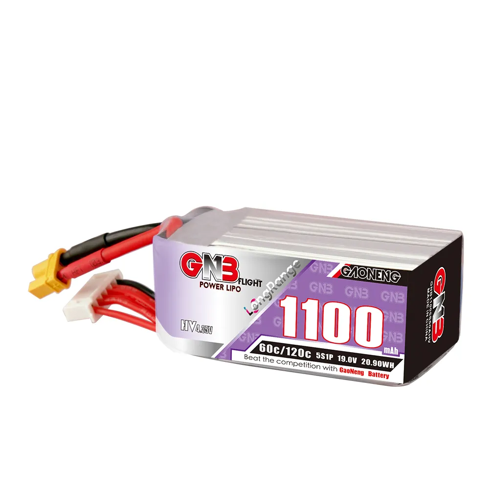 Gaoneng GNB 19V 1100mAh 60C 5S HV LiPo Battery XT30/XT60 Plug for FPV Racing Drone