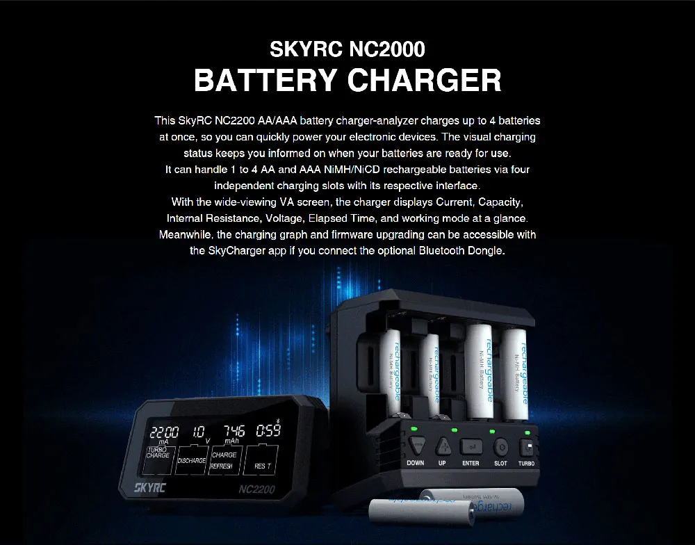 SKYRC NC2200 DC 12V 2A AA AAA NiMH/NiCD Multi-function Charger