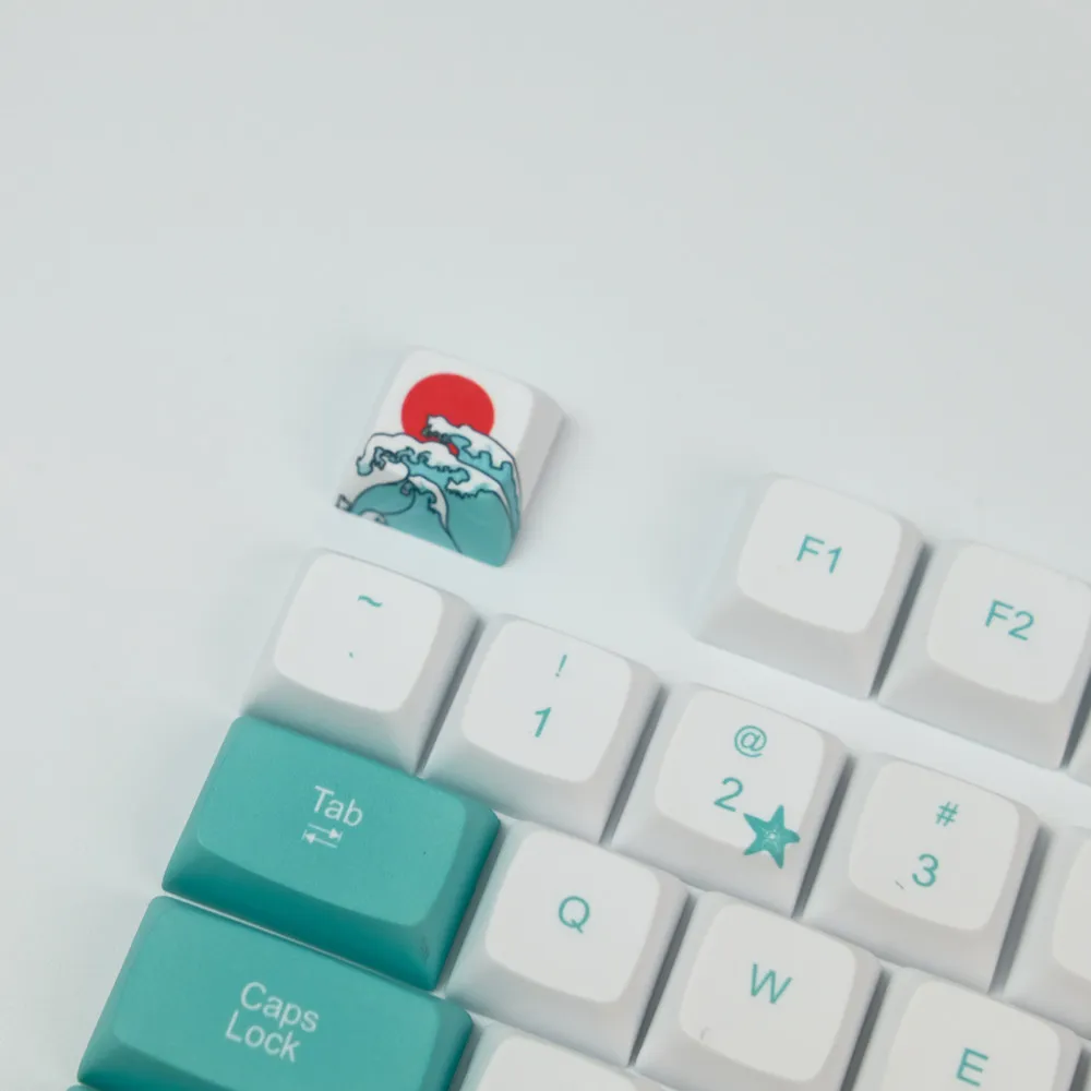 128 Keys Coral Sea Keycap Set XDA Profile PBT Sublimation Keycaps for DIY Mechanical Keyboards