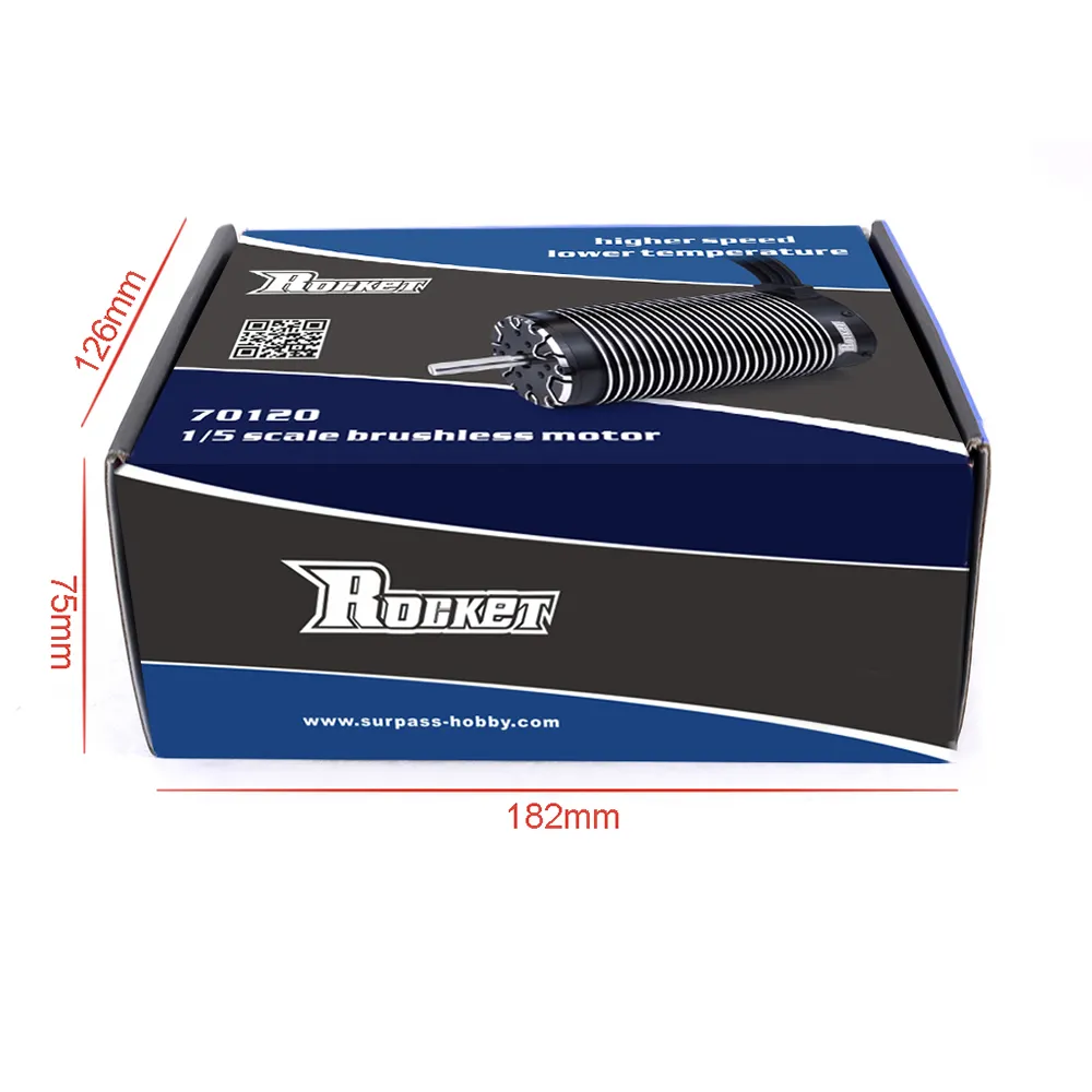 Surpass Hobby ROCKET 70120 Sensorless Brushless Motor 8mm Shaft Compatible 8-16S for 1/4 1/5 RC Car Parts