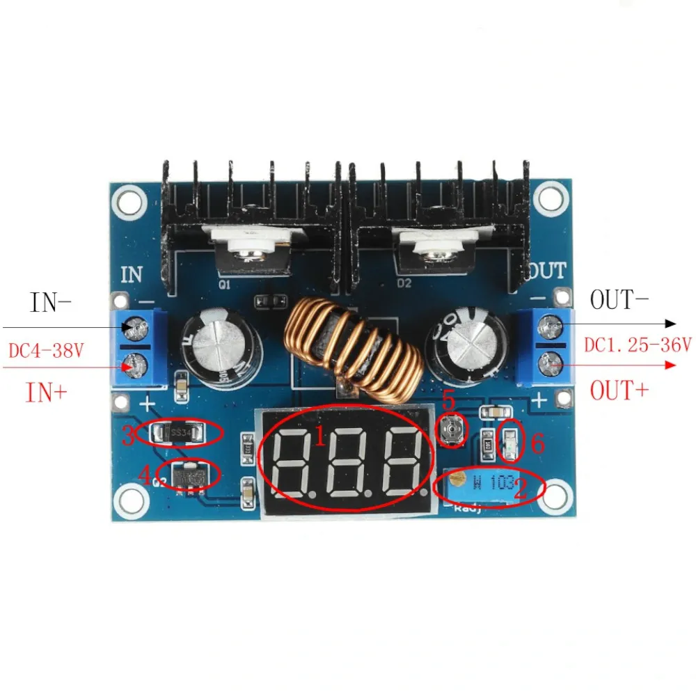 XH-M404 DC 4-40V 8A Voltage Regulator Module Digital PWM Adjustabl DC-DC Step Down Voltage Regulator DC XL4016E1