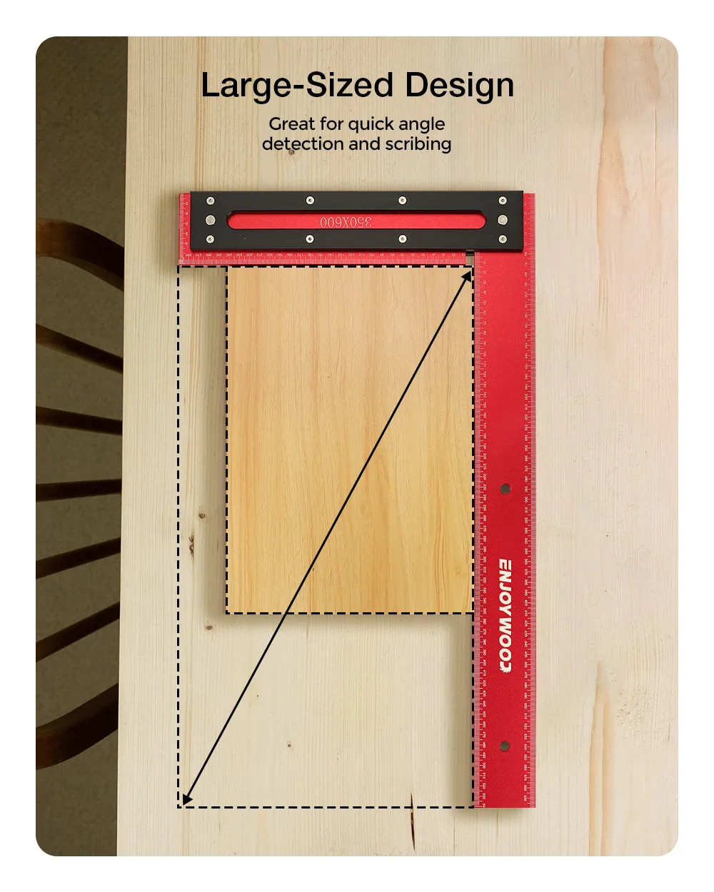 ENJOYWOOD 600mm Aluminum Alloy Carpenter Square Framing Square Right Angle Ruler for Woodworking Square Setting Marking ENJOYWOOD 600mm Aluminum Alloy Carpenter Square Framing Square Right Angle Ruler for Woodworking Square Setting Marking