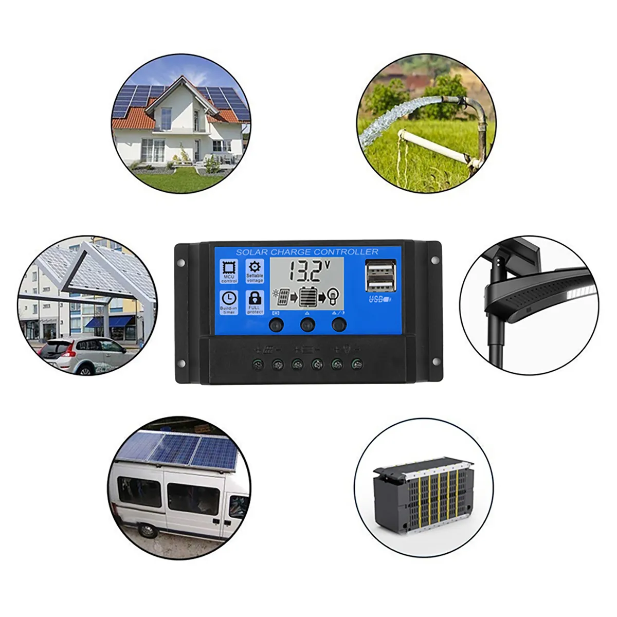 40W 12V Solar Panel Kit 60A/100A Battery Charger Controller Camping RV Caravan Boat