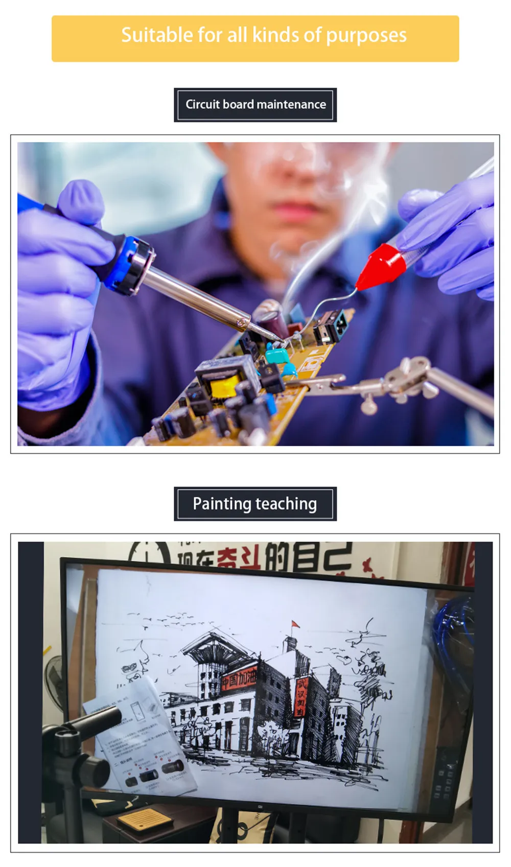 HAYEAR 48MP 1080P 2K HDMI USB Industrial Video Microscope Camera Big Visual Field Manual IRIS6-60mm Zoom Lens for PCB Soldering Repair