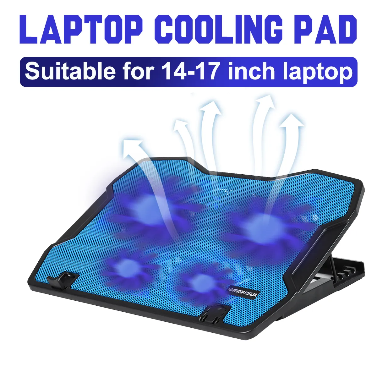 4 Fan Adjustable Laptop Cooling Pad Cooler Portable Stand For 14-17inch Laptop
