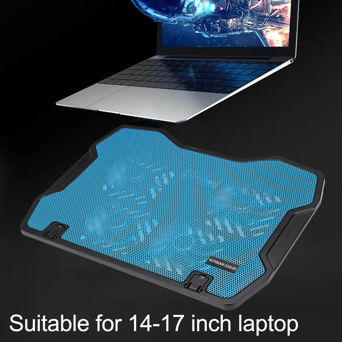 4 Fan Adjustable Laptop Cooling Pad Cooler Portable Stand For 14-17inch Laptop