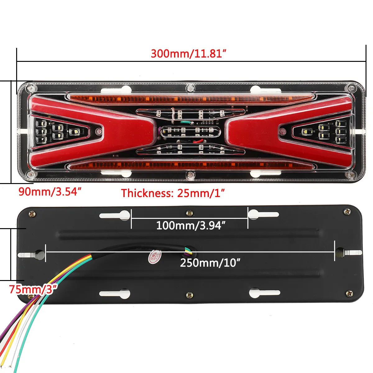 12V / 24V 56LED Flowing Rear Tail Light Turn Signal Brake Indicator Light Reverse Lamp For Trailer Truck Lorry