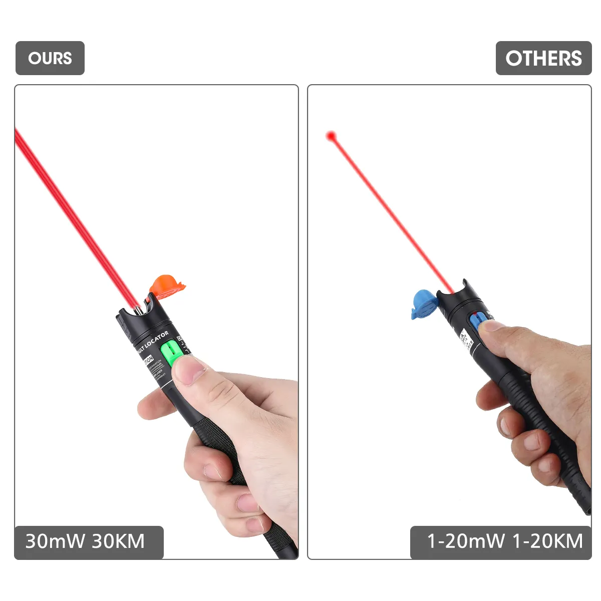30MW 30KM Visual Fault Locator Optical Fiber Cable Tester Meter for CATV Telecommunications with 1.25mm FC or 2.5mm Connector
