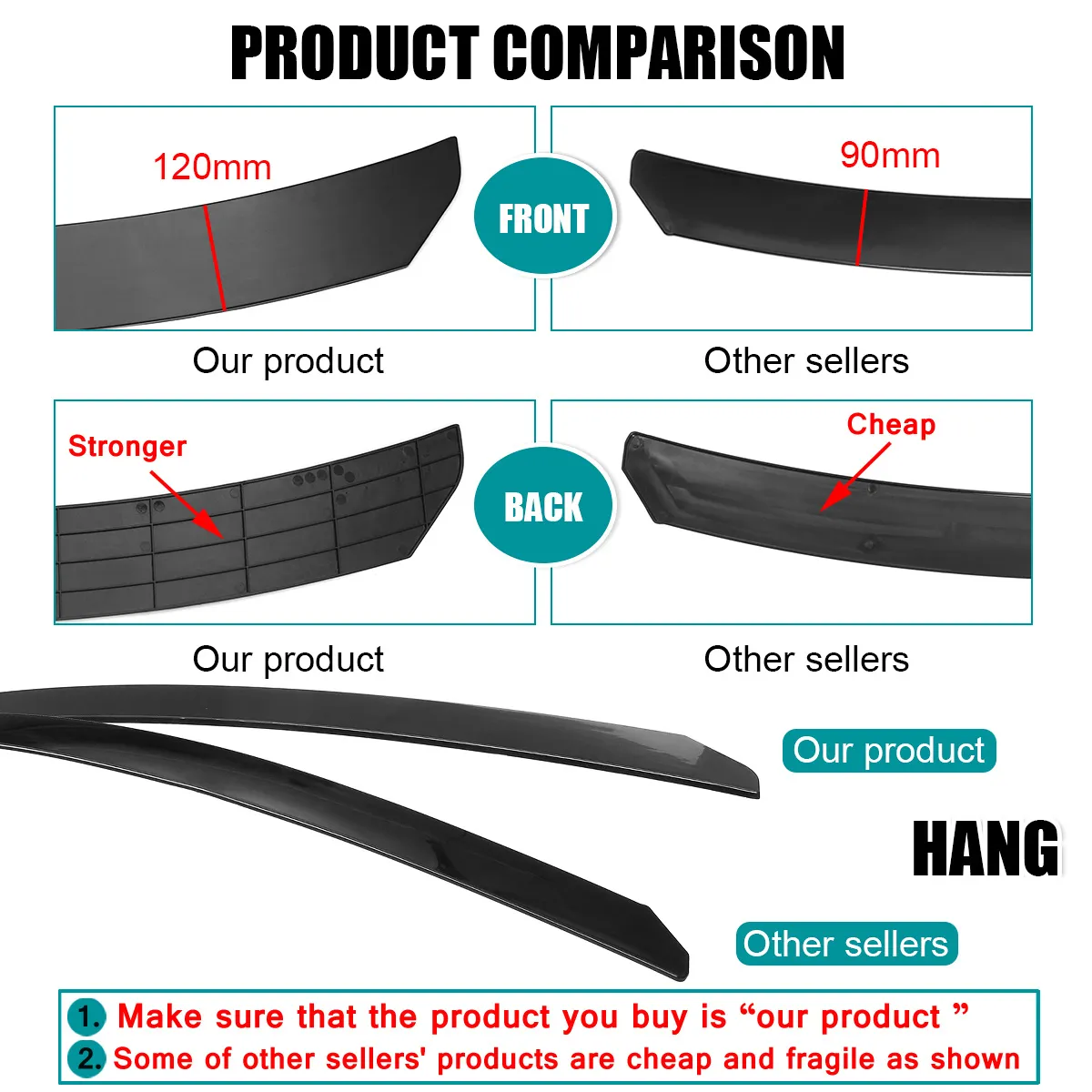 AUTSOME 4PCS Schwarz Front Lip Kinn Bumper Spoiler Body Kits Für Auto Universal
