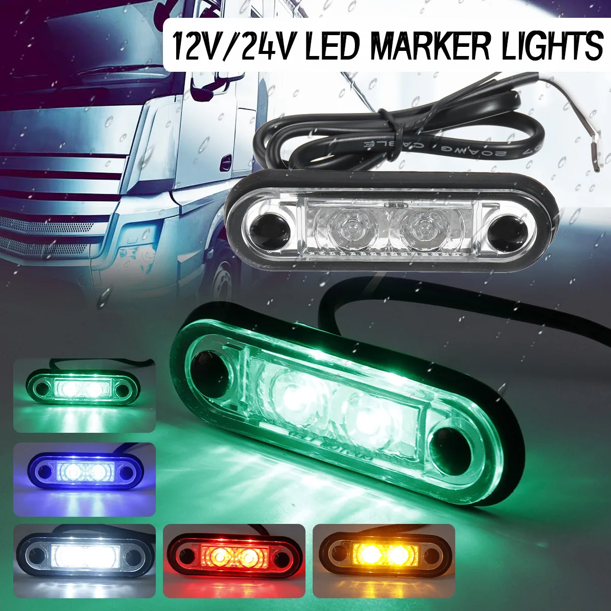 1PCS 12V/24V 2 LED Flush Fit Led Marker Lights Side Signal Lamps Kelsa Bar 1PCS 12V/24V 2 LED Flush Fit Led Marker Lights Side Signal Lamps Kelsa Bar