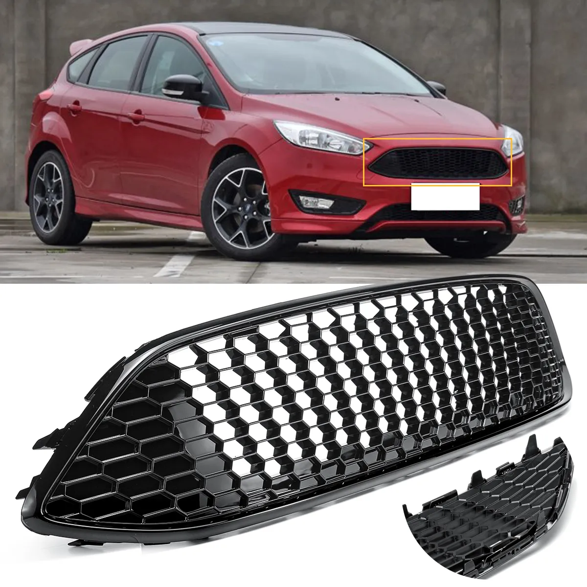 Front Radiator Centre Meshed Grille Panel Bumper Cover Car Grill for Ford Focus Mk3 Front Radiator Centre Meshed Grille Panel Bumper Cover Car Grill for Ford Focus Mk3