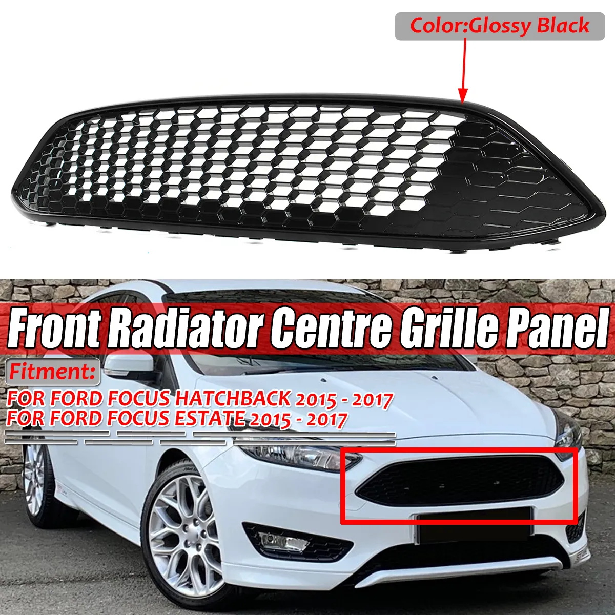 Front Radiator Centre Meshed Grille Panel Bumper Cover Car Grill for Ford Focus Mk3 Front Radiator Centre Meshed Grille Panel Bumper Cover Car Grill for Ford Focus Mk3
