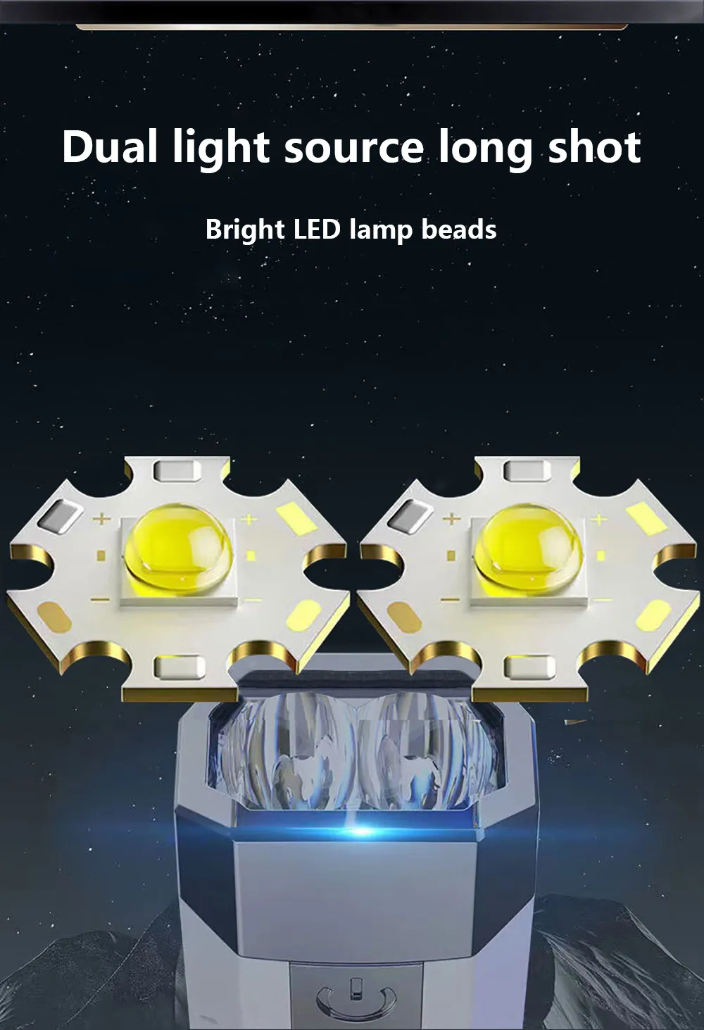 2*LED+5*COB Three Light Sources Flashlight 18650 USB Rechargeable Portable Waterproof Led Torch With Power Bank Function