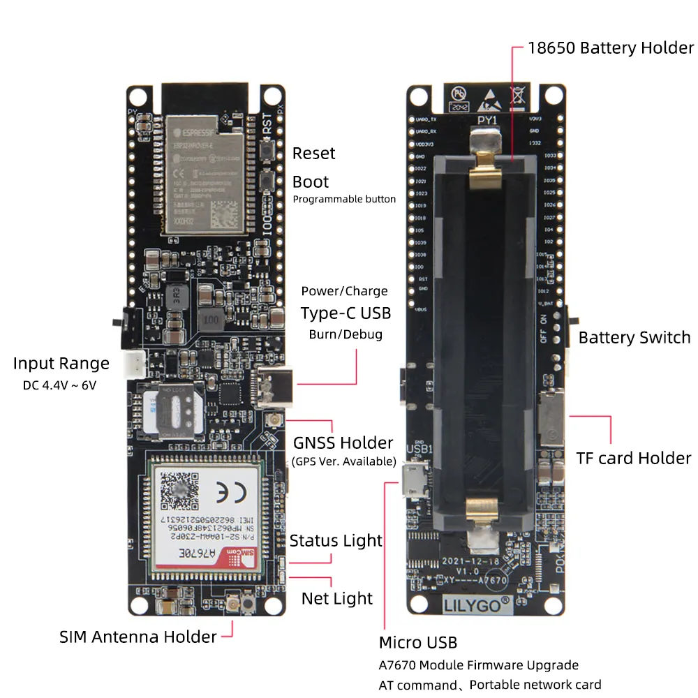 LILYGO® TTGO T-SIM A7670G A7670E A7670SA R2 Wireless Module ESP32 Chip 4G LTE CAT1 MCU32 Development Board Support GSM/GPRS/EDGE LILYGO® TTGO T-SIM A7670G A7670E A7670SA R2 Wireless Module ESP32 Chip 4G LTE CAT1 MCU32 Development Board Support GSM/GPRS/EDGE