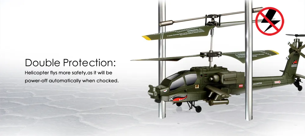 SYMA S109G 3.5CH Beast RC Helicopter RTF AH-64 Military Model Kids Toy