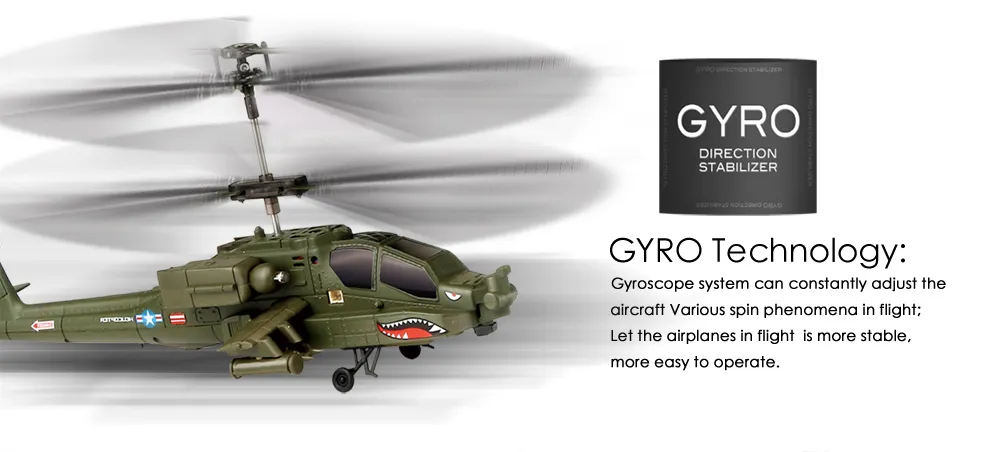 SYMA S109G 3.5CH Beast RC Helicopter RTF AH-64 Military Model Kids Toy