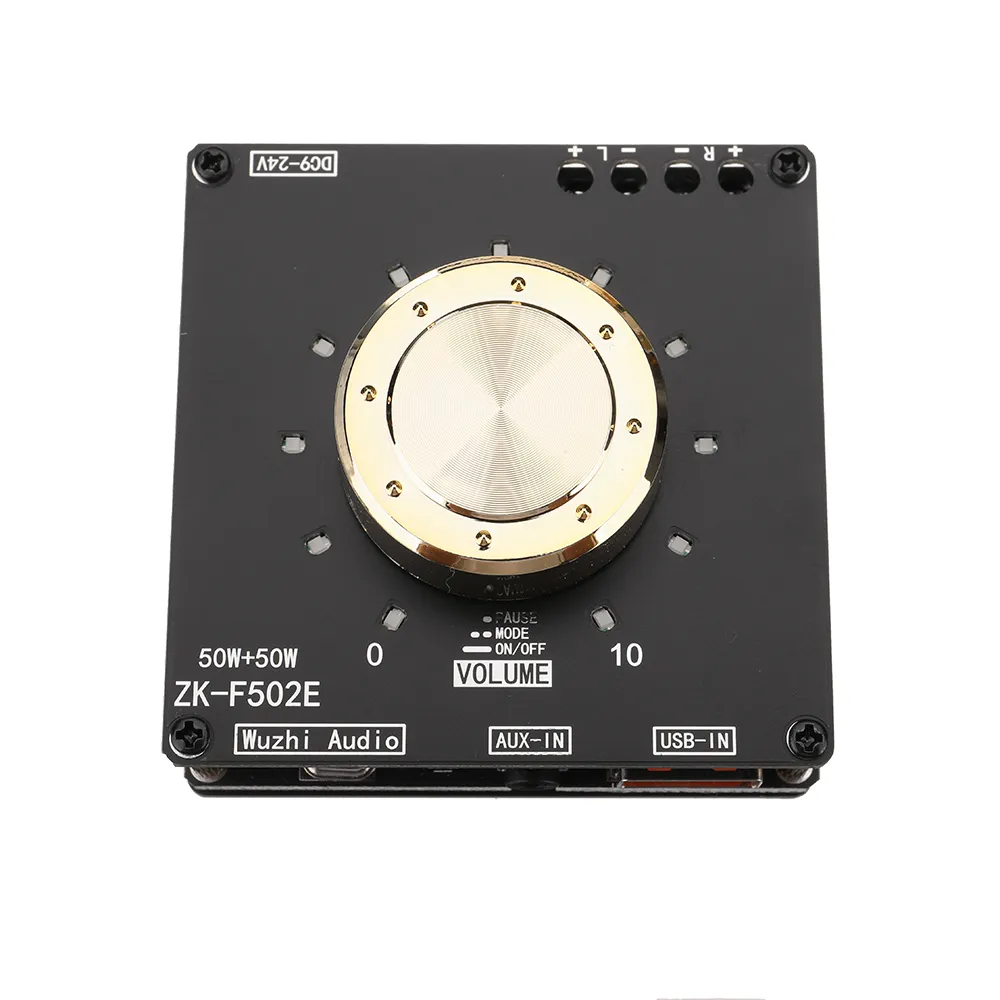 ZK-F502E Cool Volume Indicator Bluetooth Audio Power Amplifier Board Module LC Filter Stereo 50W+50W
