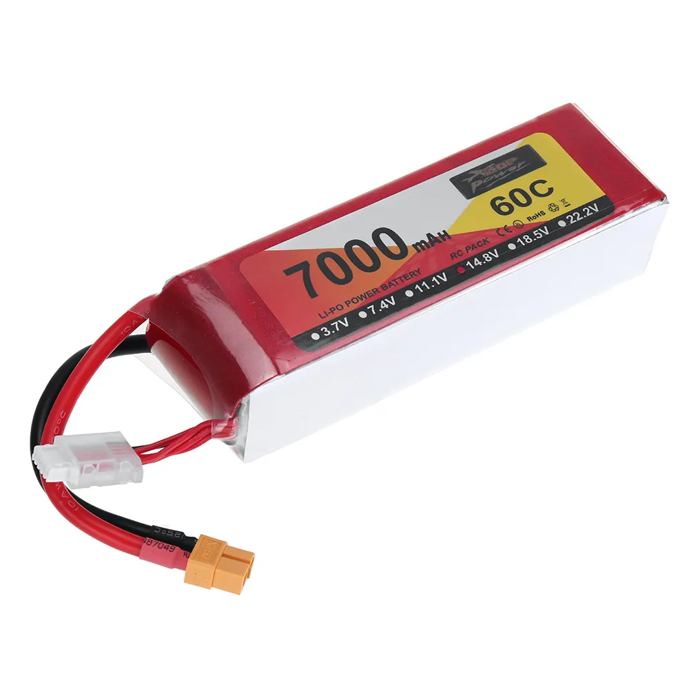 ZOP Power 14.8V 7000mAh 60C 4S LiPo Battery XT60 Plug for RC Racing Drone