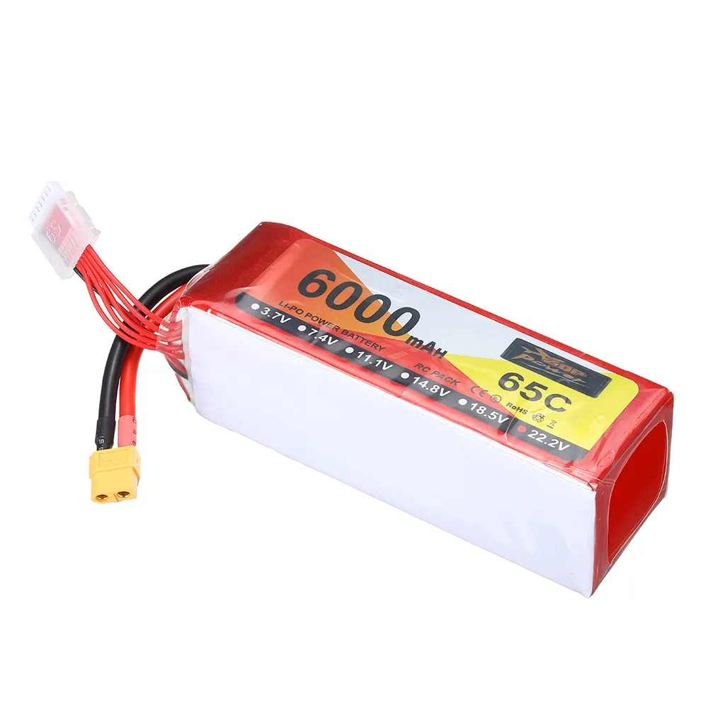 ZOP Power 22.2V 6000mAh 65C 6S LiPo Battery XT60 Plug for RC Drone