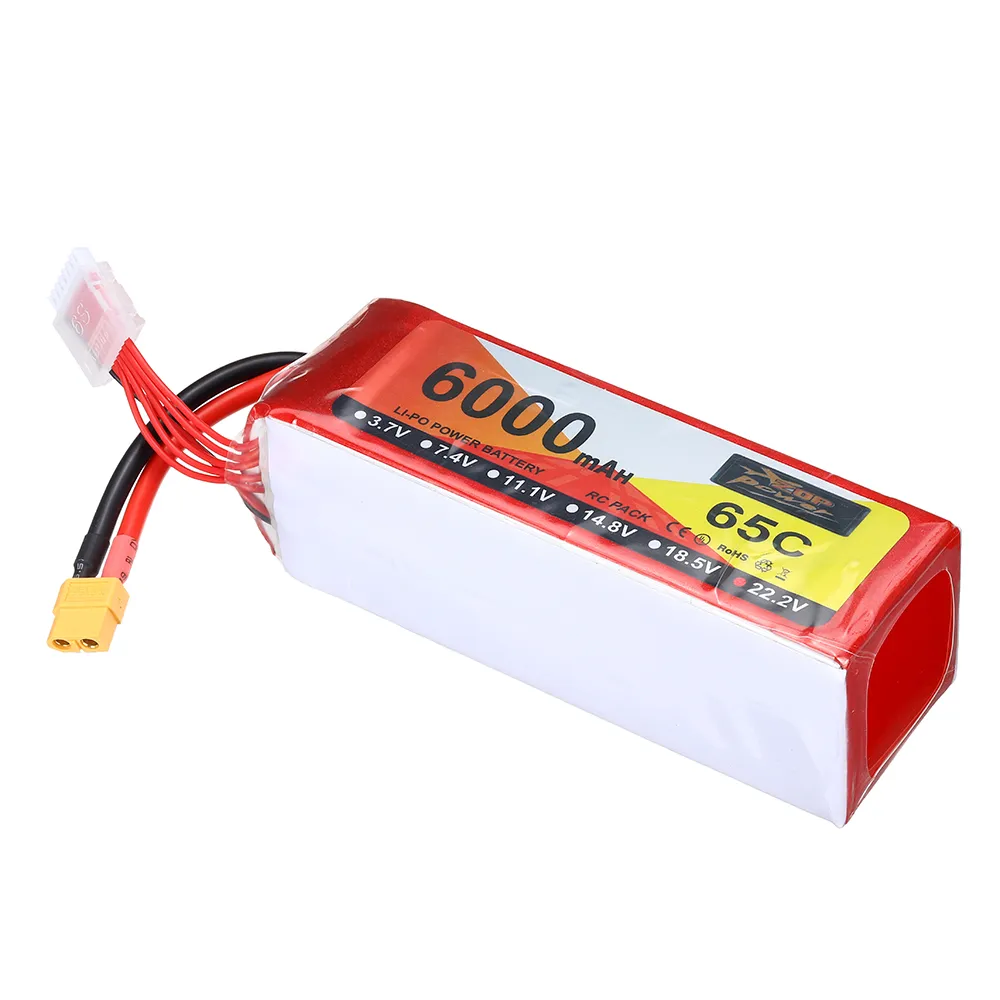 ZOP Power 22.2V 6000mAh 65C 6S LiPo Battery XT60 Plug for RC Drone