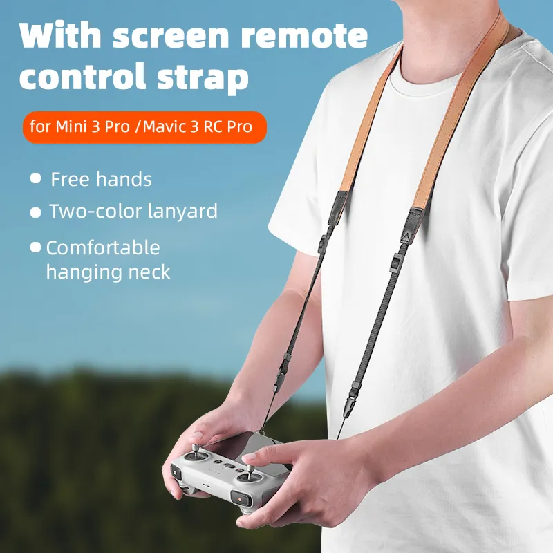 BRDRC RC Smart Remote Control Lanyard Neck Strap Réglable Brown Hanging Buckle Rope pour DJI Mini 3 PRO Screen Controller