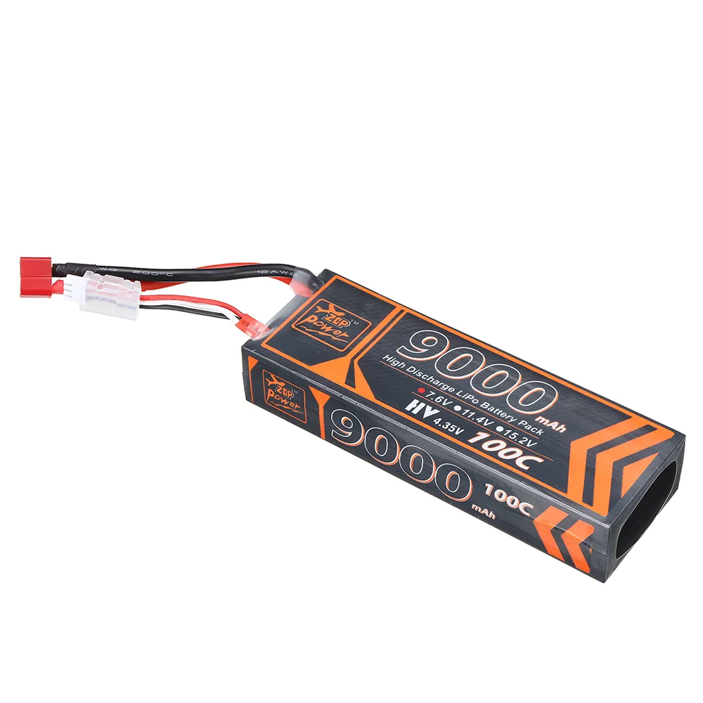 ZOP Power 7.6V 9000mAh 100C 2S LiPo Battery T Deans Plug for RC Car