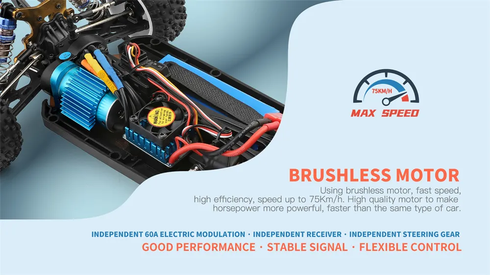 Wltoys 124007 1/12 2.4G 4WD Brushless RC Car 75km/h Off-Road Speed Racing Vehicles Models RTR Toys