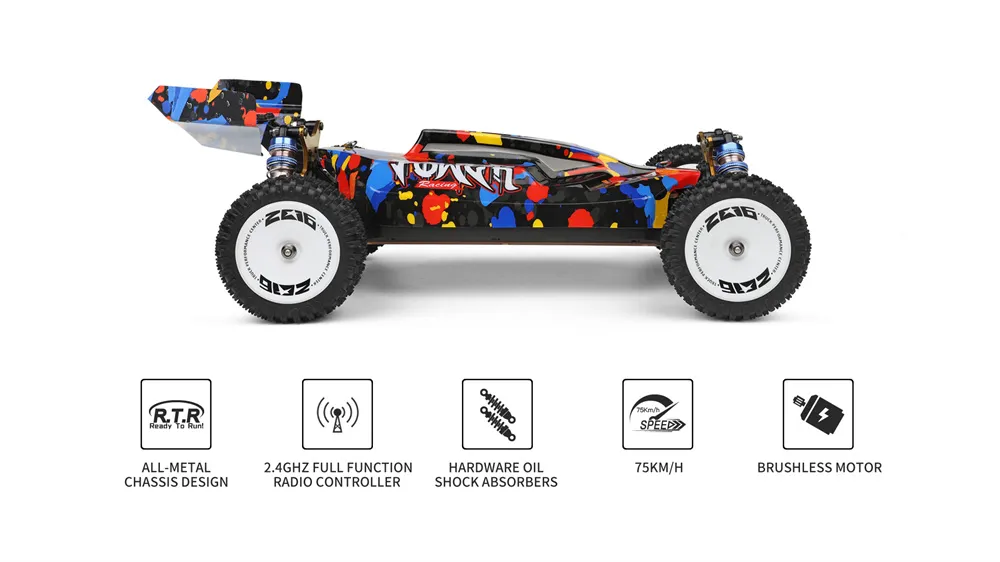 Wltoys 124007 1/12 2.4G 4WD Brushless RC Car 75km/h Off-Road Speed Racing Vehicles Models RTR Toys