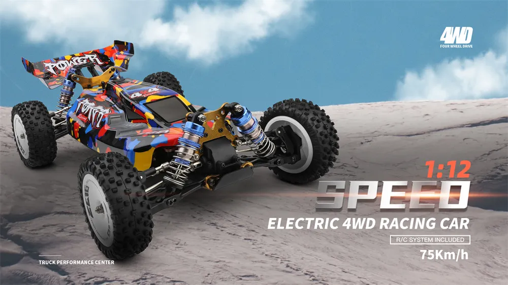 Wltoys 124007 1/12 2.4G 4WD Brushless RC Car 75km/h Off-Road Speed Racing Vehicles Models RTR Toys