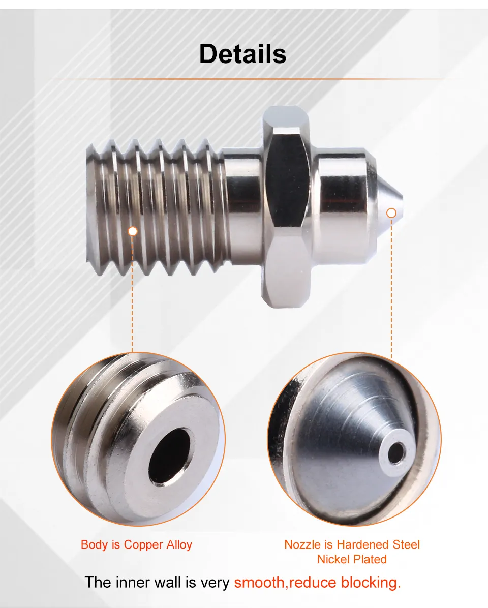 Trianglelab M6 0.4mm ZS Nozzle Hardened Steel Copper Alloy High Temperature and Wear Resistant Compatible models V6 Hotend 3d Printer Trianglelab M6 0.4mm ZS Nozzle Hardened Steel Copper Alloy High Temperature and Wear Resistant Compatible models V6 Hotend 3d Printer