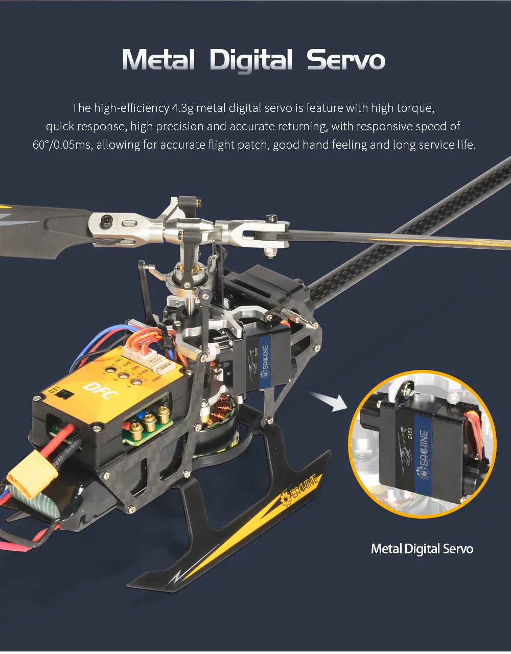 Eachine E150 2.4G 6CH 6-Axis Gyro 3D6G Dual Brushless Direct Drive Motor Flybarless RC Helicopter RTF
